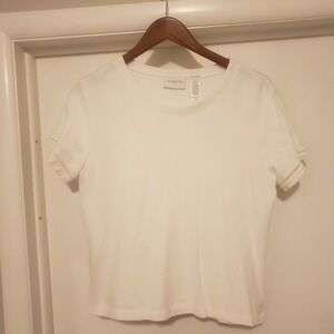 Liz Claiborne Basic‎ T-Shirt Women's Size M White CrewNeck Short Sleeve Pullover